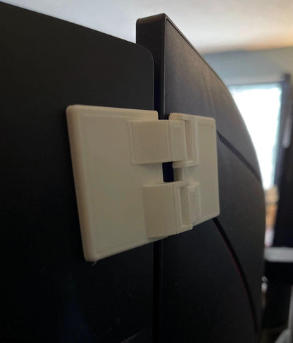 Triple Monitor Support Hinge [2 Pack + Adhesive] | Triple Monitor Connector | Monitor Alignment | SIM Racing Accessories | Flight Simulator