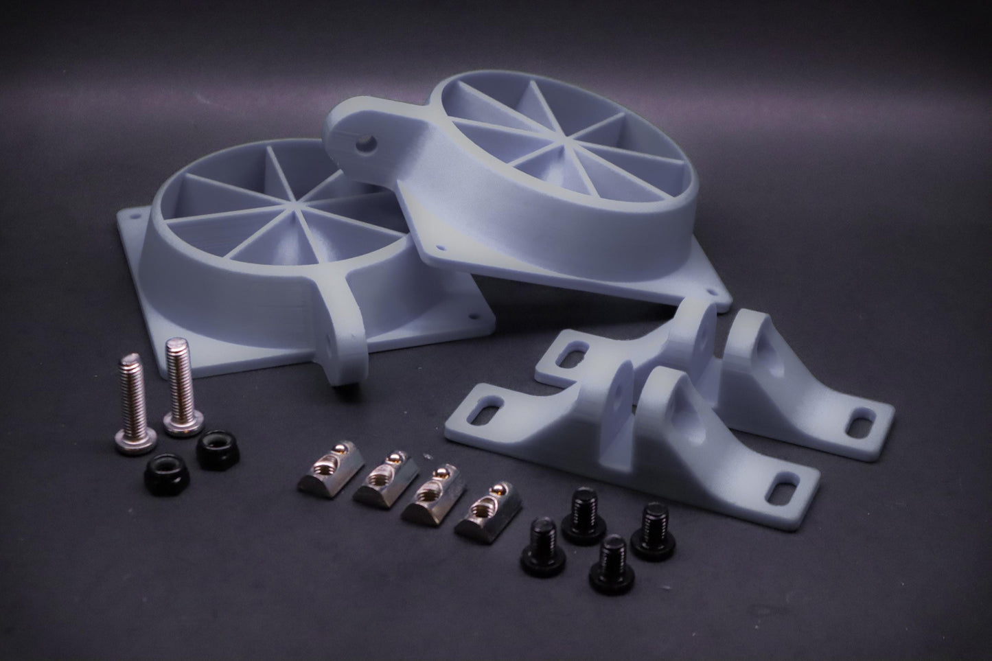 Dual 120mm Fan Mounting Kit + Hardware | Wind Simulator Kit | Sim Racing Cockpit | 8020 T-Slot Mount | SIM Racing Accessories | Flight Sim